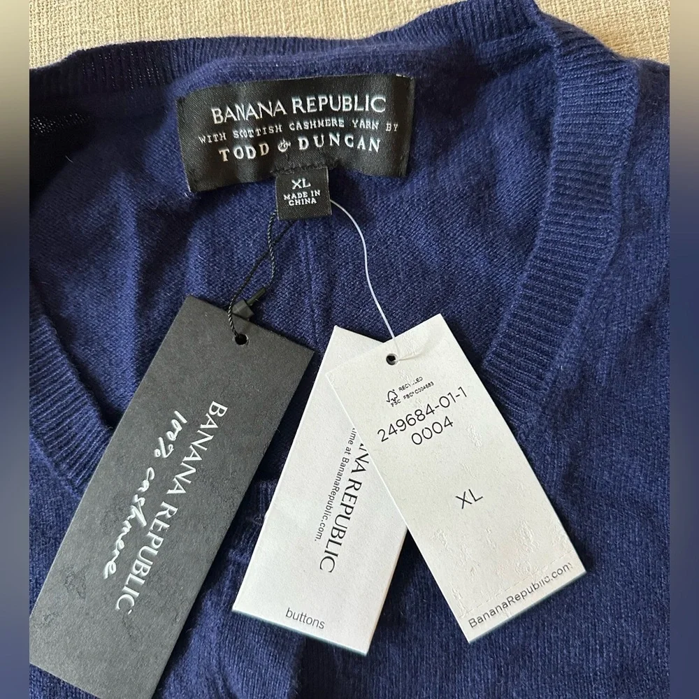 Banana Republic Blue Cashmere‎ Cardigan Sweater Crew Neck Knit